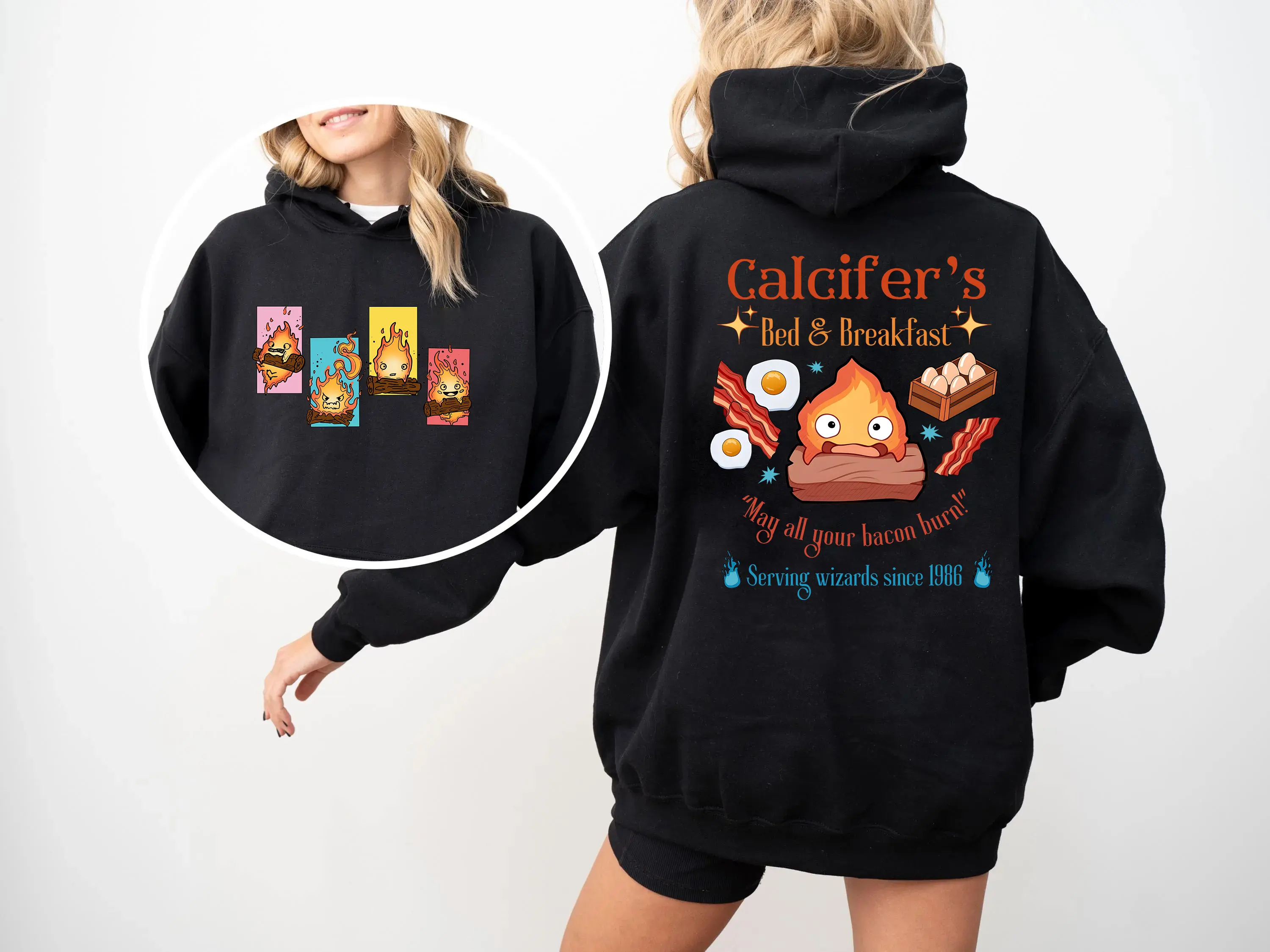 Calcifer Ramen 2 Sides Hoodie, Spirited Away Studio Ghibli Sweater, Ghibli Totoro Sweatshirt, Ghibli No Face Hoodie, Hayao Miyazaki, Howl's Moving Castle Tee, Calcifer Shirt, Howls Moving Castle Shirts