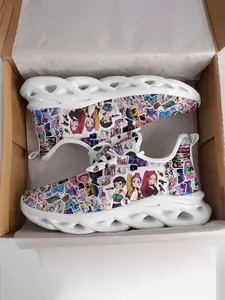 Trendy K-Pop Hunter Girl Group Sticker Wind Women's Full Print Design Unisex Casual Versatile Sports Shoes, All Seasons, Textile Eva Sole