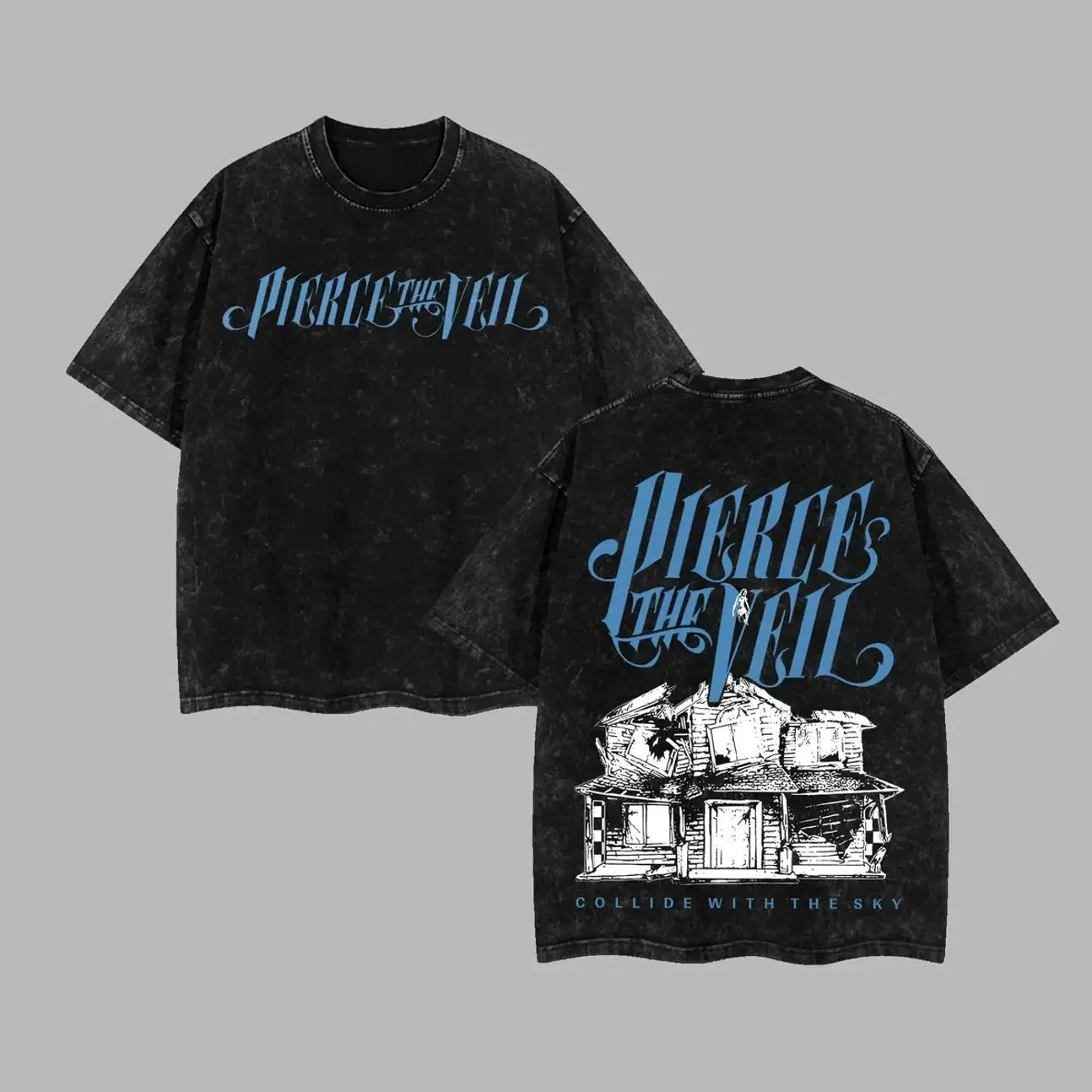 Pierce The Veil Band 'Collide With The Sky' Retro Unisex Acid Washed Hoodie T-Shirt, I Can't Hear You World Tour 2025 Shirt Hoodie, Classic Post Hardcore Hoodie Tshirt, Alternative Streetwear Essential for Rock Lovers V0R