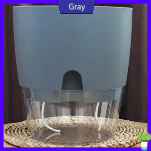 Transparent Double Layer Plastic Flower Pot Self Watering Flowerpot Cotton Rope Watering Small Plant Pot with Injection Port