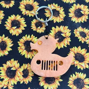 Duck Keychains - Cute Resin Duck Design with Unique Features for Easy Identification Customizable Colors Sunflower Background