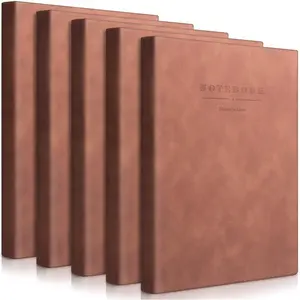 5 Pack A4 Notebooks Large Journal 360 Pages Leather Softcover Hardcover Notebooks Thick Paper Lined Notepad for Office School Business Note Taking Writing, 8.5'' x 11''(Brown)