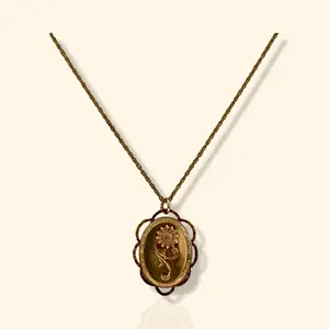 Vintage Intention Flower Locket on 18" detailed S chain.