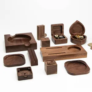 Custom Black Walnut Wood Ornaments, Solid Wood Craft Base, North American Black Walnut Display Stand