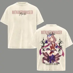 Matikanetannhauser Umamusume Acid Washed T-shirt, Anime Graphic Hot Premium Tee for fans, Y2K Cotton Short-sleeve soft Casual Gym T-Shirt, Heavyweight Crewneck Menswear Streetwear Clothes