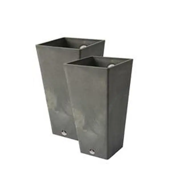 Algreen 17631 Valencia Square Planters - 2-Pack Concrete Outdoor Decor, 10 in. x 20 in. Height Square Shape Neutral Home Flower Pots