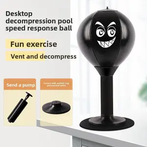 Inflatable Desktop Boxing Punching Bag - Compact Desk-Friendly PU Ball, Strong Suction Base, Quick Rebound, Pump Included - Office Stress Relief Accessory for Adults