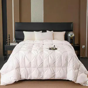 Pinch Pleat Down  Comforter,   Medium Warmth Ultra-Soft  Bedding Duvet Inserts with 8 Tabs,  Size (90x90 Inch)