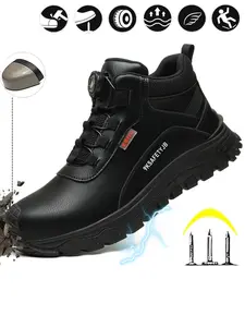 Safety Shoes Insulated Waterproof Rubber Sole Anti-Slip Shockproof Puncture Proof Suitable for Electrical Work Warehouse Handling Closed Footwear Worker