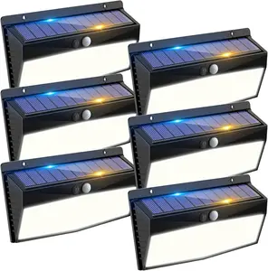 Solar Motion Sensor Lights Outdoor, Solar Fence Lights with 3 Lighting Modes, Solar Powered Security Lights Waterproof for Outside Yard Wall Garden Backyard Step Garage