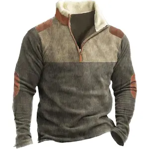 Western Sweatshirts for Men Aztec Retro Pullover Quarter Zip Sweatshirt Mens Stitching Color Fleece Sweatshirt