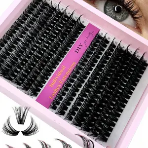 280 Pieces 14 Rows False Eyelashes, 0.07mm Fine Mink Hair, Mixed Length 10-18mm, Dense Russian Style, DIY Cluster Lashes, Fake Lashes