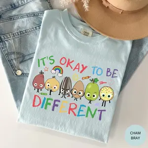 Comfort Colors It’s Okay to Be Different T-Shirt, Autism Awareness Tee, Teacher Autism Shirt, The Good Egg Positive Graphic Tee, Kindness & Inclusion