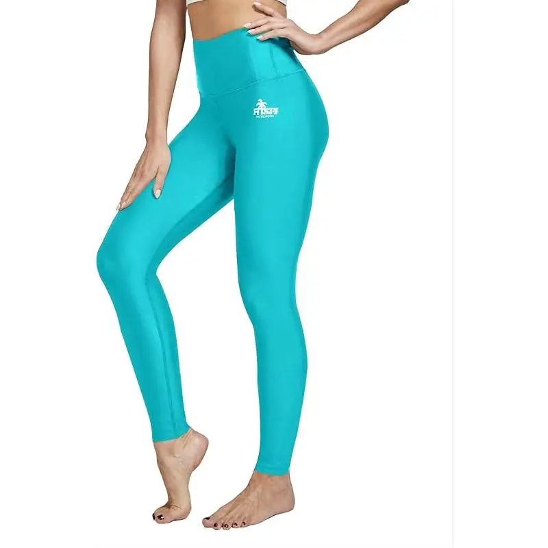 Women's Swim Leggings, High Waisted & Full Length Sporty Bottoms with Pockets & UPF 50+ Protection for Water Sports & Yoga, Female, Padded Pockets, Uv-Protective, Sporty Sports Bottoms