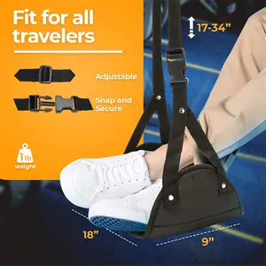 Travel Foot Hammock for Office & Airplane Use, Adjustable, Secure, Fit for Travelers, Comfortable Resting Solution for Long Journeys, Essential Travel Accessory for All Ages