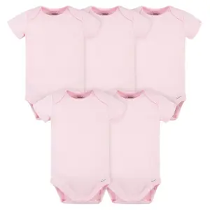 Gerber Baby Boys and Girls Onesies® Brand Short Sleeve Bodysuits, Light Pink, 5-Pack