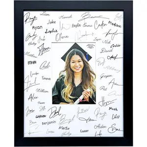 11x14 Signature Picture Frame with 5x7 White Mat - Real Glass - Wedding Guest Book Alternative, Wall  Photo Frame for Graduation Gifts, Black Frame with White Mat