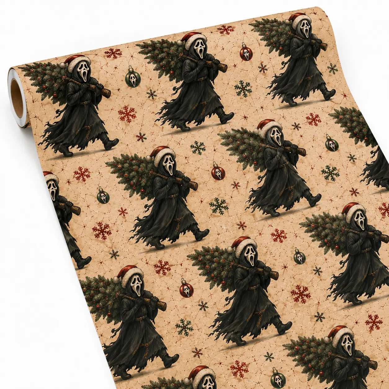 Horror Christmas Wrapping Paper – Ghostface Christmas Gift Wrap, Scary Holiday Paper for Horror Movie Fans