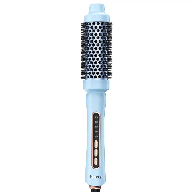 Farery 1.5 in Thermal Curling Iron Brush - Hair Styling Tool, Adjustable Temp, Dual Voltage DIY Hair Styler, Frizz-Control Beauty Products, Blowout, Salon-Style 90s Volume Curler