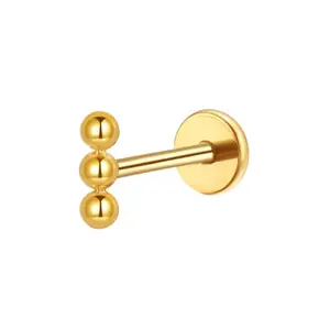 Three Gold Bead Solo Stud
