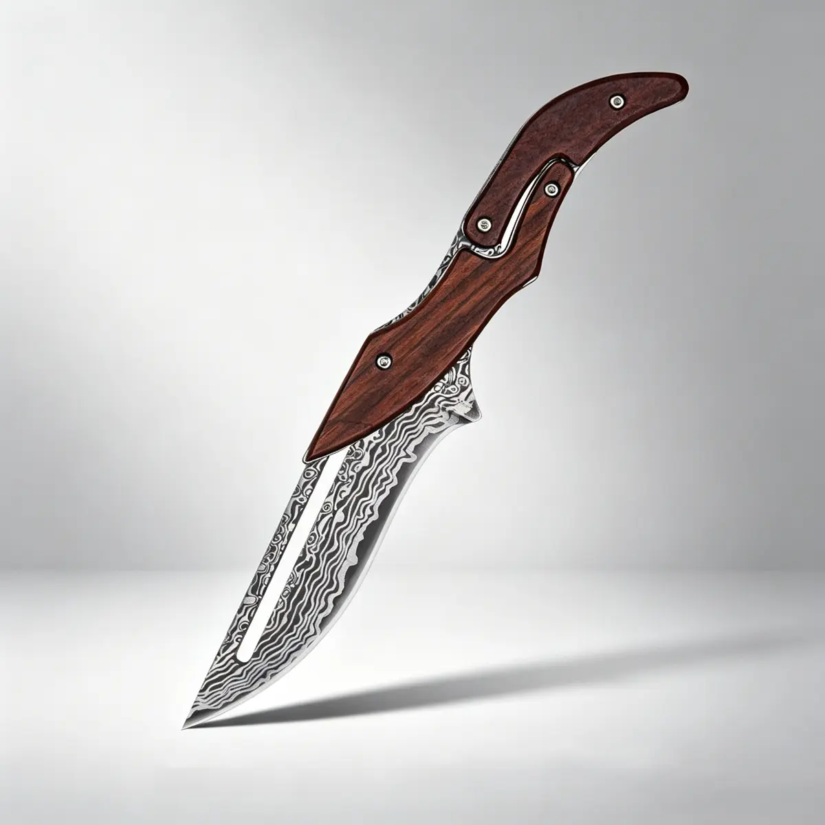 Unique Damascus Steel Folding Knife - Manual Mechanical EDC Pocket Knife,Outdoor Picnic Portable Fruit Knife,Multi-Functional Knife,Peeler Knife,Fruit Multi-Purpose Knife