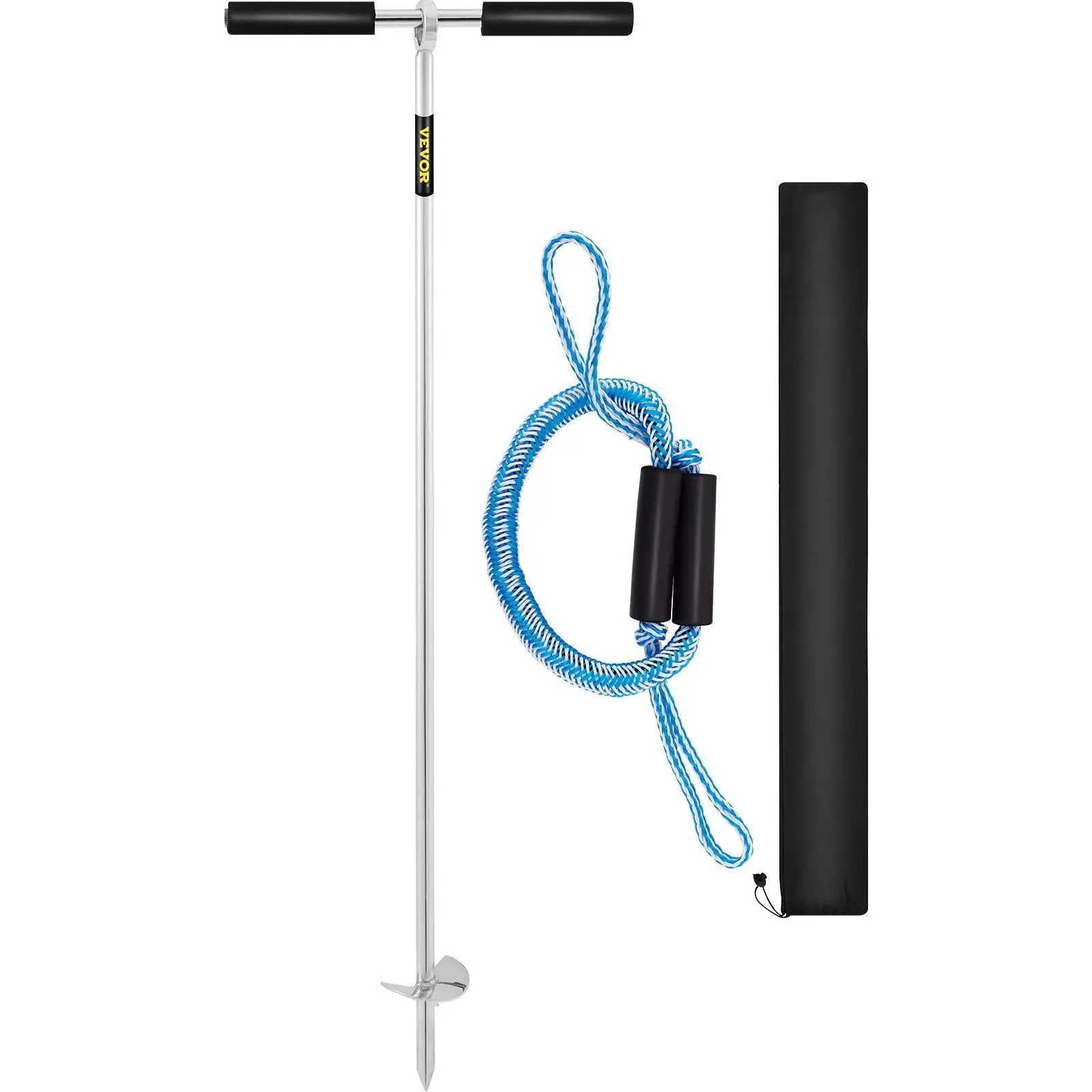 【SummerFinds】VEVOR Sand Anchor,  , 36\" Length Auger to The Beach and Sandbar, 316 Stainless Steel Screw Anchor with Removable Handle, Bungee Line & Carry Bag, for Jet Ski PWC Pontoon Kayak