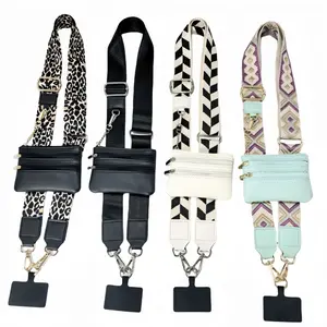2 pcs Phone Strap w/ Zip Pouch: Clip & Go crossbody strap for phone+wallet. Adjustable, water-resistant, perfect for travel & casual accessories