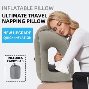 Travel Inflatable Waist Pillow, Ergonomic Back Support Cushion for Plane Car Office Lunch Break Sleeping