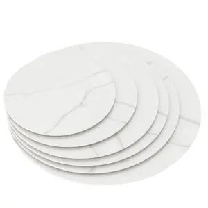 Round Tempered Glass Table Top with Marble Design Sturdy Durable DIY Replacement Cover for Dining Coffee Patio Tables Indoor Outdoor Use