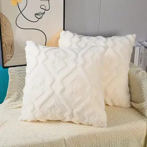 Modern Simple Geometric Plush Pillow Cover, Nordic Style Cushion Case, Home Textile for Sofa Office Bedroom Bed, Home Decor Holiday Gift