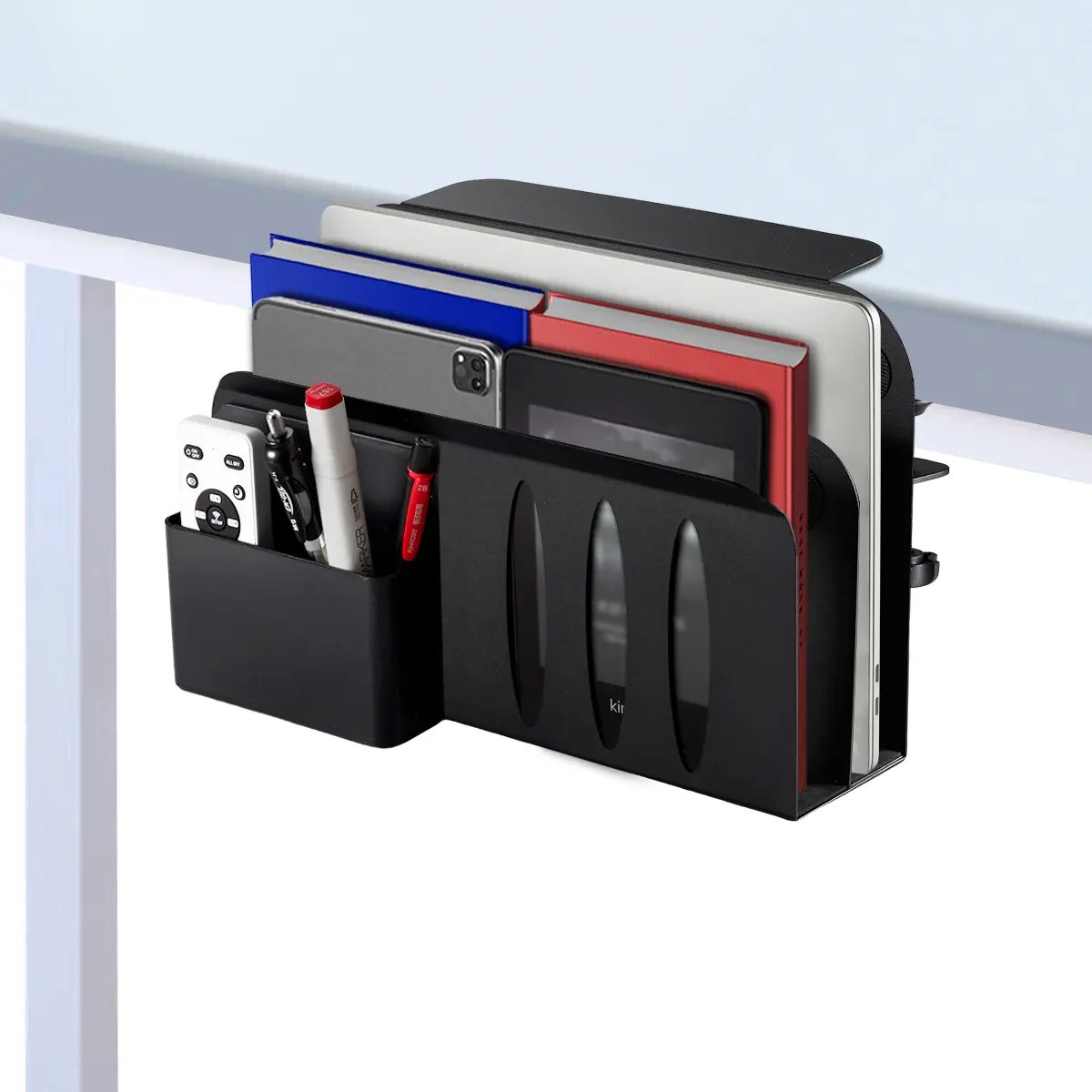 Laptop Holder DOUBLE-LAYER, No Drill UPGRATED Double-Layer Desk Hanging Laptop Organizger, Under Desk Laptop Tray, Side Desk Laptop Holder with Cable Management