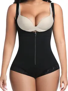 Women's Butt Enhancing Abdomen Smoothing Body Sculpting Compression Shaper, Open Bust Shapewear with Adjustable Shoulder Straps, Zipper & Hook Crotch Bodysuit, Fajas Colombianas