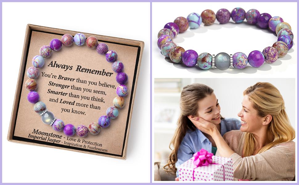 Handmade Gifts for Kids/Teen Girls/Adults-Love/Encouragement-Natural Crystal Bracelets