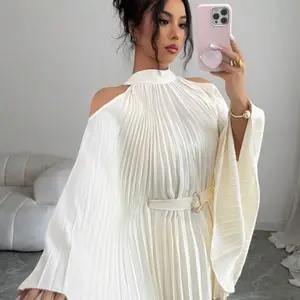 SHEIN Elenzya Elegant Vacation Cinched Waist Flare Sleeve Mid-Length Women Shirt Top