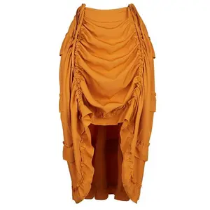 Women's Steampunk Victorian Skirt Pirate Ruffle High Low Skirts Cosplay Costume