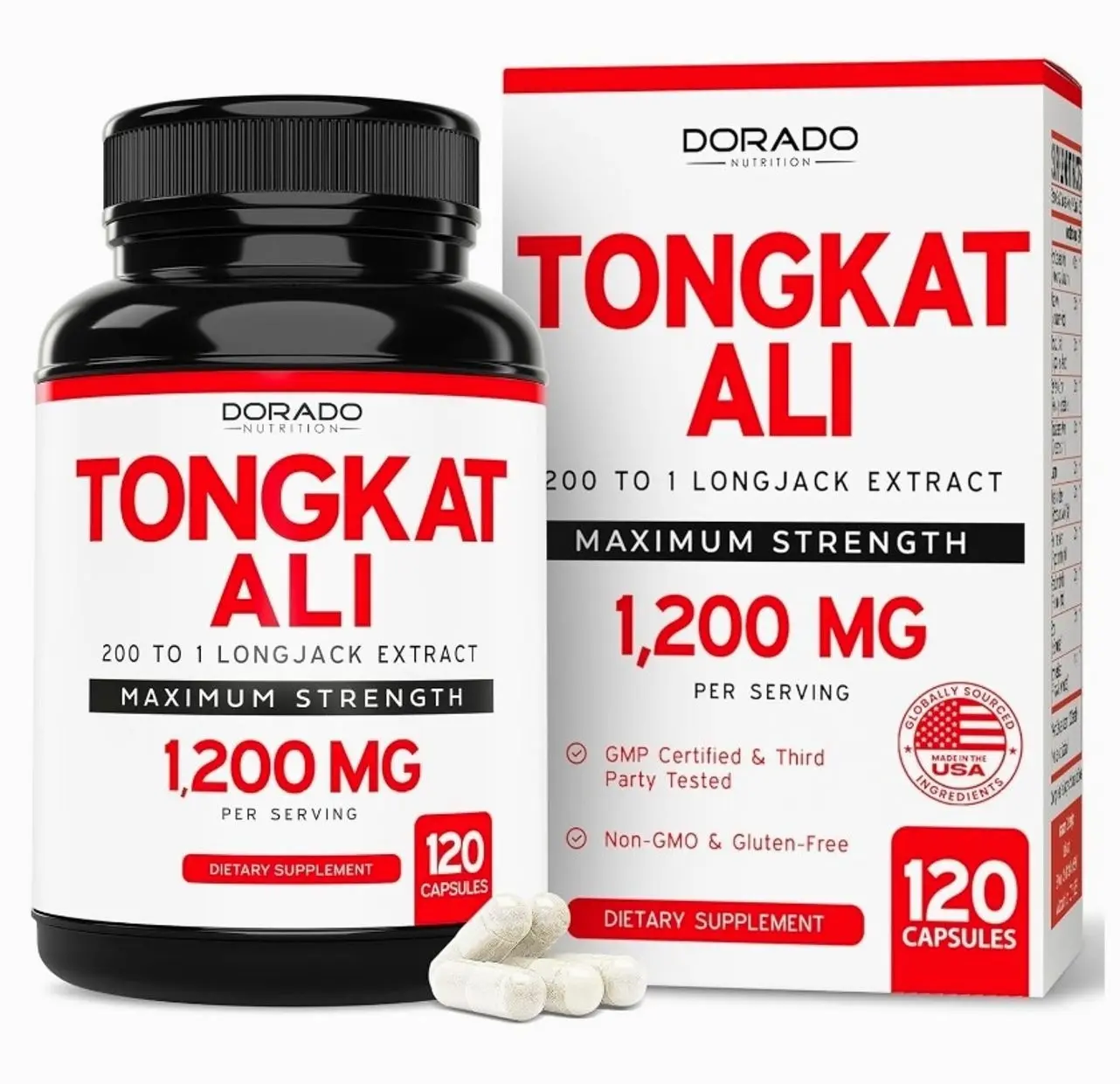 Tongkat Ali For Men 1200mg (200 to 1 Extract) - 120 Capsules - Longjack Supplement - Premium Tonkat-Ali Supplement - Support Strength, Drive, Athletic Performance & Muscle Mass - Gluten Free & Non-GMO