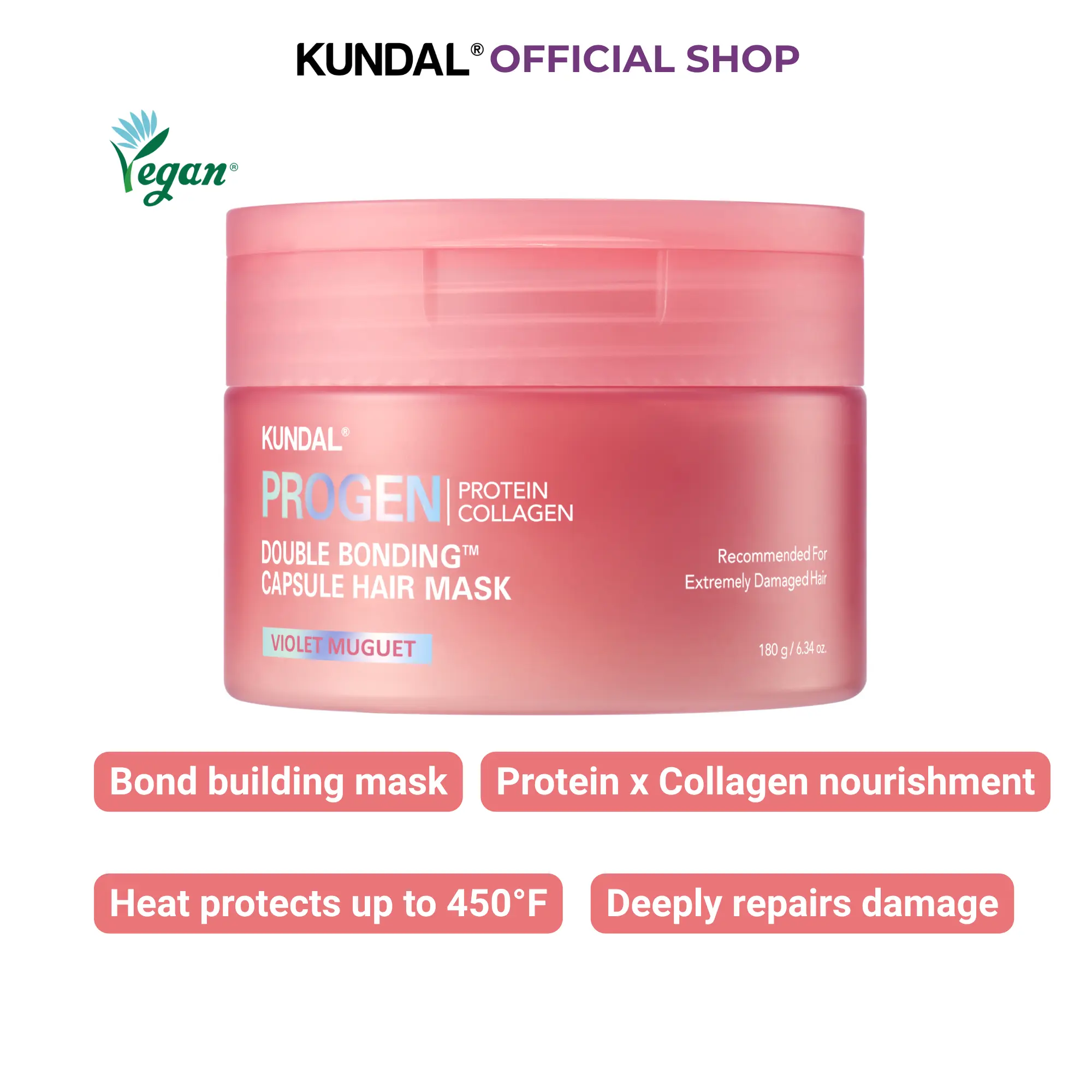 [KUNDAL] Progen Double Bonding Capsule Hair Mask 6.3oz. - Violet Muguet