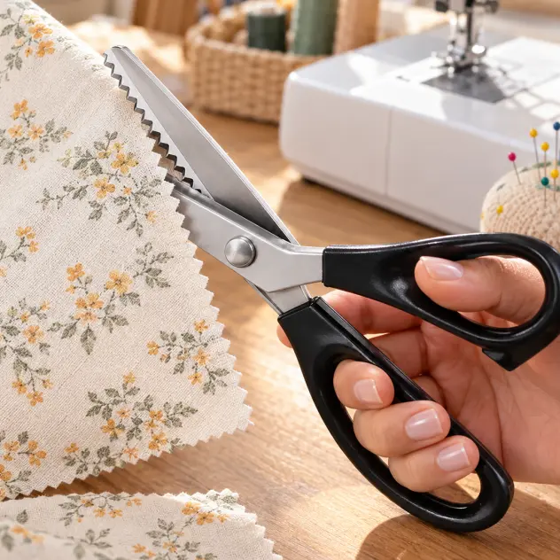 Stainless Steel Pinking Shears - Zig‑Zag Pinking Scissors,Fabric Cutting Tool for Sewing Supplies, Dressmaking & Tailoring Crafts ,Idea for Quilting, DIY Art, Leather & Paper Crafts