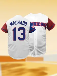 Dominican Republic Men Women Baseball Jersey Sport Top Dominicana #13 Embroidered Shirt with Flag Patch Short Sleeve Fan Jersey