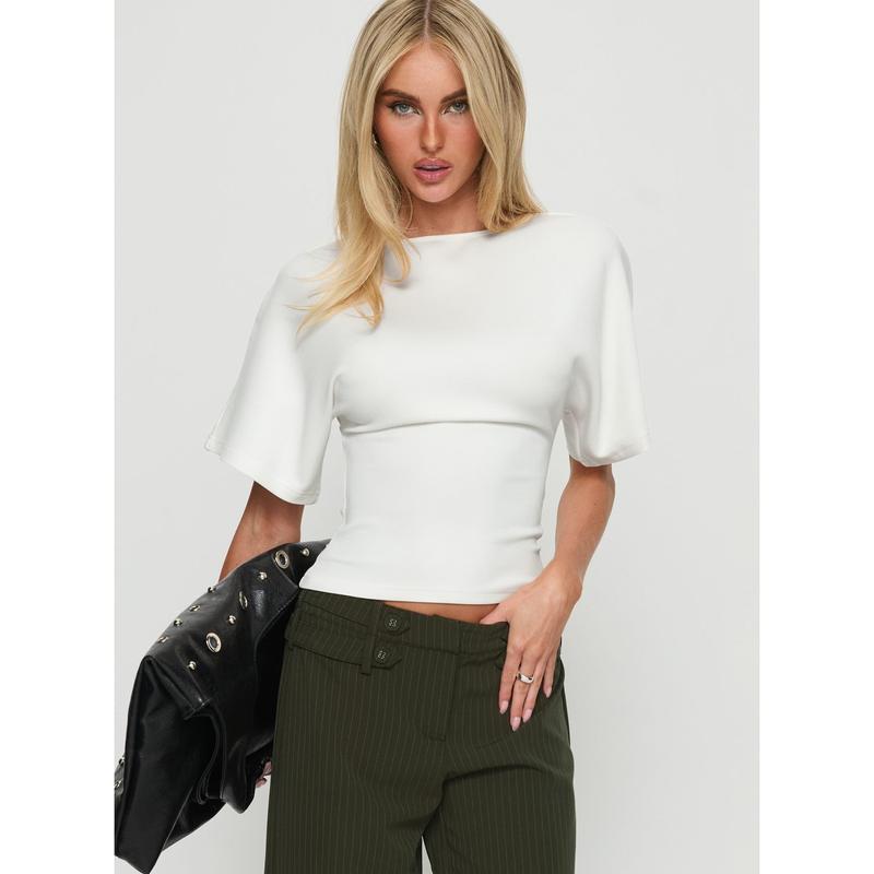 Arazia Cinched Short Sleeve Top White