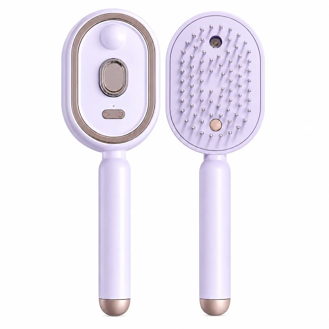 3-in-1 Multifunctional Hair Straightening Brush Electric Mist Air Cushion Massage & Self-Cleaning Spray Comb Anti-Frizz Styling Tool for Wet Hair Curls and Waves (purple)
