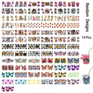 Random 14pcs Animal UV DTF Cup Stickers, Durable DIY Transfer Stickers for 3oz Insulated Cups, Perfect for Holiday Gifts and Animal Lovers
