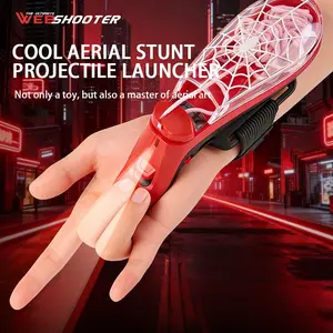 Night Light Rope Launcher, Automatic Recovery Stress Relief Toy, Rechargeable LED Retractable Spider Silk Emitter, Kids Outdoor Toy, Boy Girl Gift