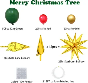 Christmas Tree Balloon Garland Kit – Red, Green & Gold Party Decor Set
