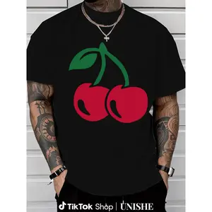 Comfortable Cotton T-Shirt Featuring Bright Red Cherries Graphic