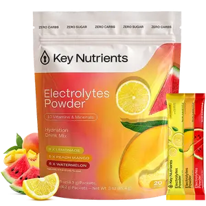 KEY NUTRIENTS Electrolytes Powder Packets – Variety Pack – Sugar Free Hydration Drink Mix – Keto Electrolytes Hydration Packets – Improved Refreshing Taste Lemonade, Peach Mango & Watermelon – 20 Pack