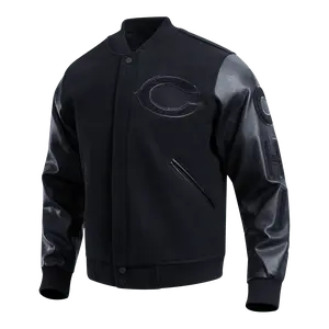 NFL CHICAGO BEARS TRIPLE BLACK LOGO MEN'S VARSITY JACKET