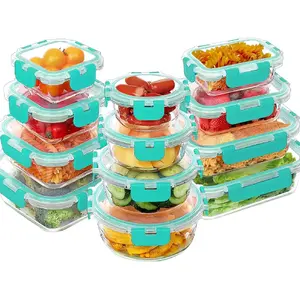 Glass Food Storage Containers Set - 24 Pieces with Lids, Airtight, BPA Excluded, Suitable for Microwave, Oven, Freezer & Dishwasher Use