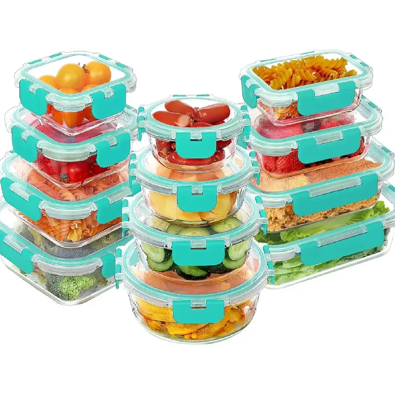 24-Piece Lidded Glass Food Storage Containers Set - Airtight, BPA-Free, Waterproof Kitchen Household Products, Microwave Safe Container for Oven, Freezer, Dishwasher Use-L