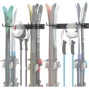Garage Ski Rack, Indoor Wall Mounted Ski Hangers for Garage Ski Storage, Ski Holder Holds Up to 8 Pairs of Skis